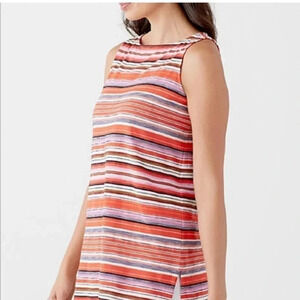 J. Jill Red Striped Sleeveless Tunic Top size small